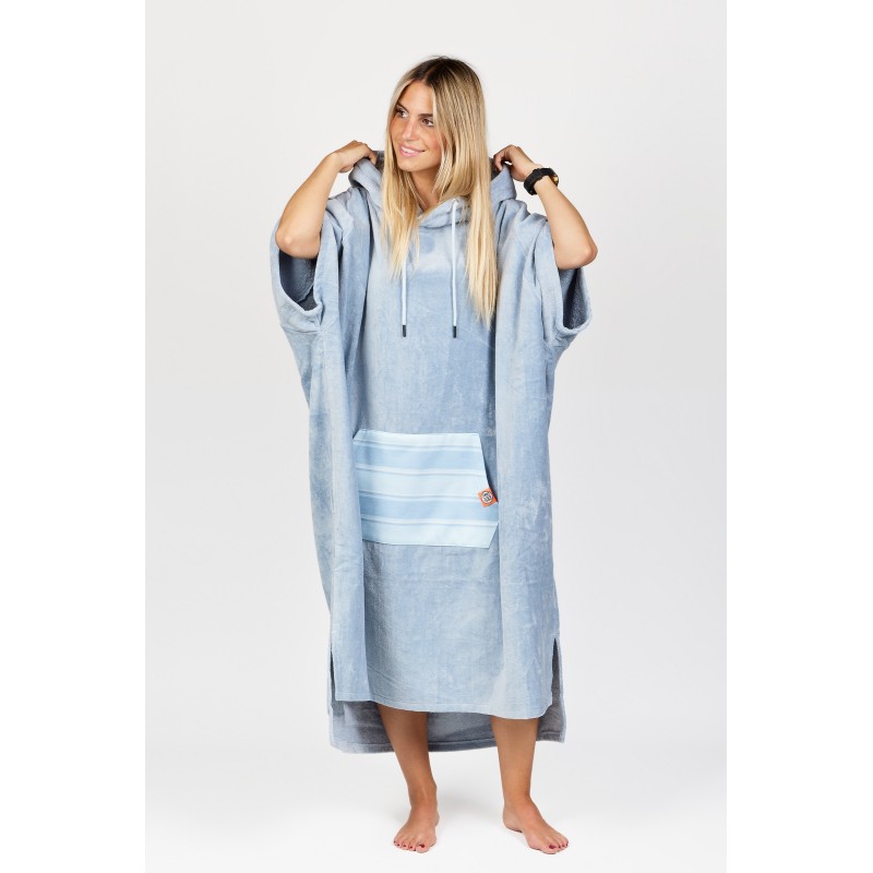 Poncho High End - 100% Coton - Bleached Blue