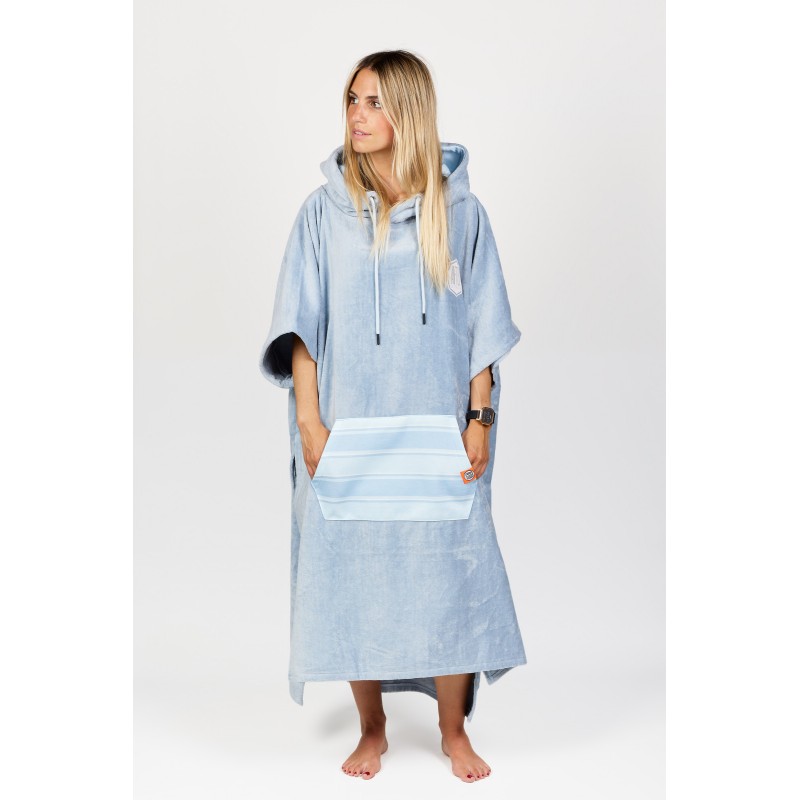 Poncho High End - 100% Coton - Bleached Blue