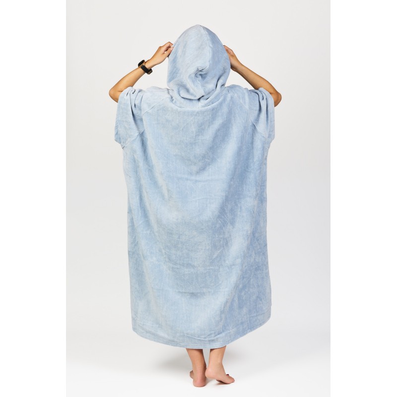 Poncho High End - 100% Coton - Bleached Blue