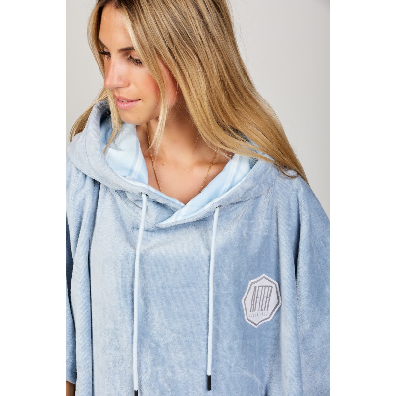 Poncho High End - 100% Coton - Bleached Blue