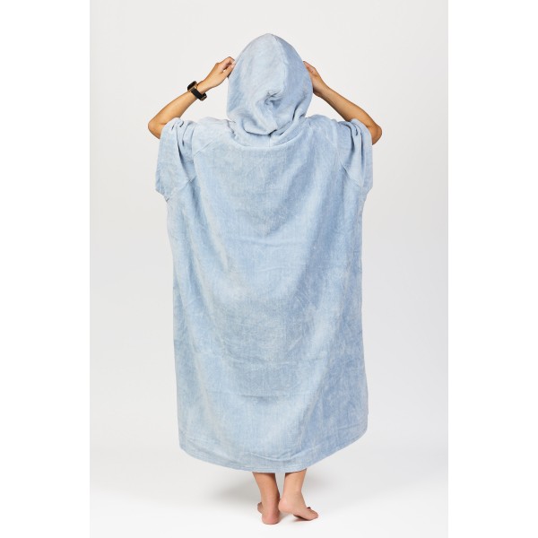 Poncho High End - 100% Coton - Bleached Blue