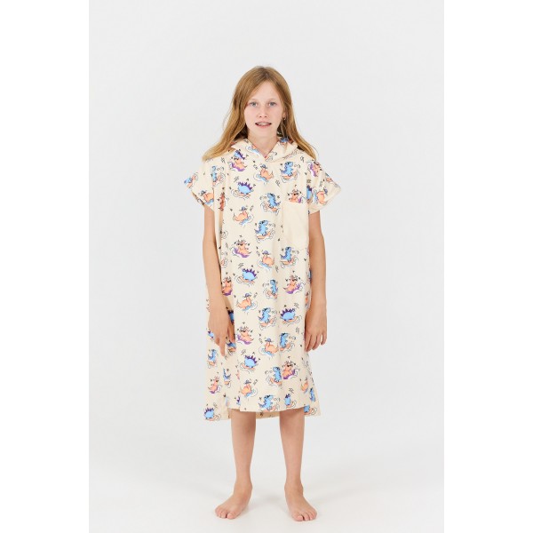 Poncho Kids - Dino - Peach