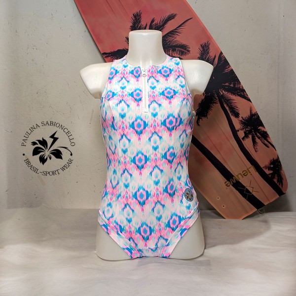 PS ENODELNE KOPALKE ODPRT HRBET WHITE TOURQUISE PINK