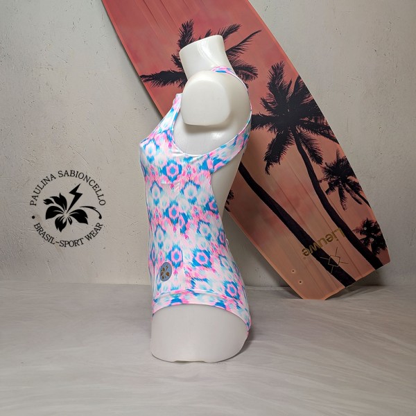 PS ENODELNE KOPALKE ODPRT HRBET WHITE TOURQUISE PINK