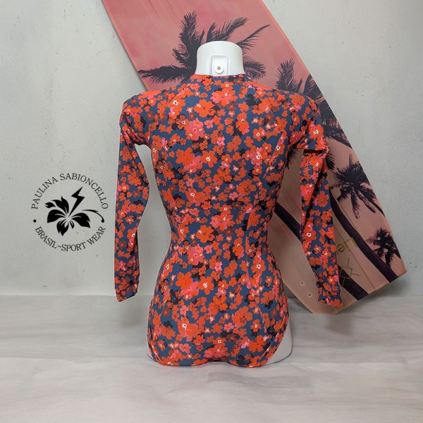 PS ENODELNE KOPALKE DOLGI ROKAV RED FLOWEERS