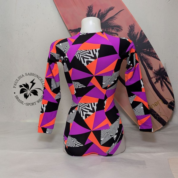 PS ENODELNE KOPALKE DOLGI ROKAV VIOLA ORANGE BLACK