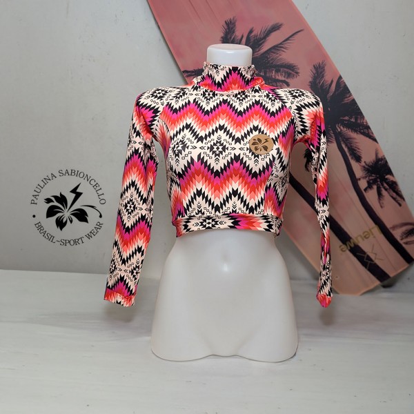 PS MAJICA DOLG ROKAV PINK ORANGE BLACK