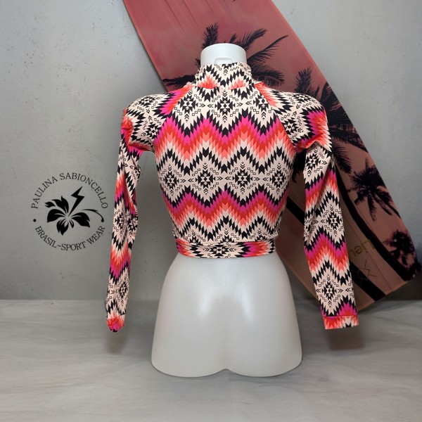 PS MAJICA DOLG ROKAV PINK ORANGE BLACK