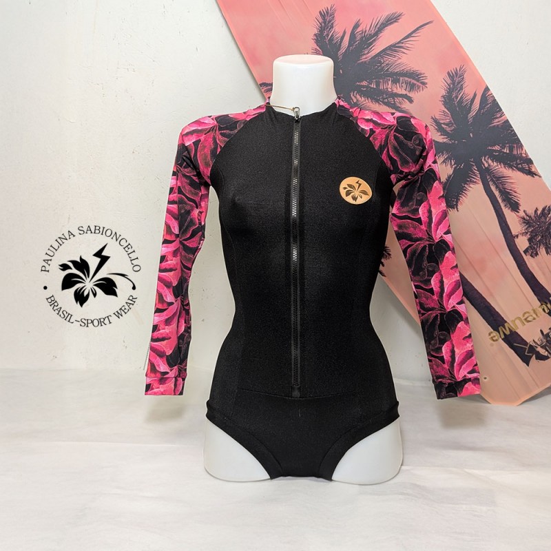 PS ENODELNE KOPALKE DOLGI ROKAV BLACK PINK SLEEVES