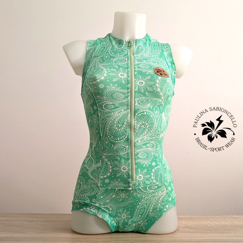 PS ENODELNE KOPALKE KRATEK ROKAV TOURQUISE BLUE WITH PATTERN