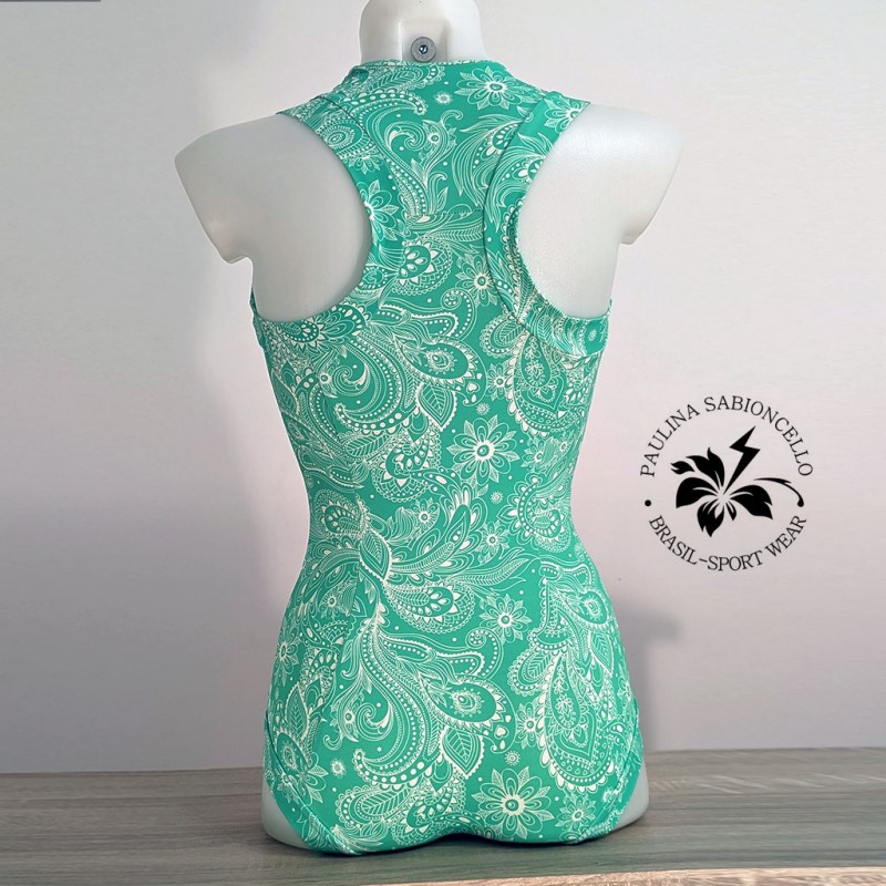 PS ENODELNE KOPALKE KRATEK ROKAV TOURQUISE BLUE WITH PATTERN