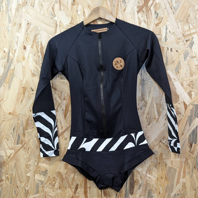 PS ENODELNE KOPALKE DOLGI ROKAV BLACK WHITE STRIPES
